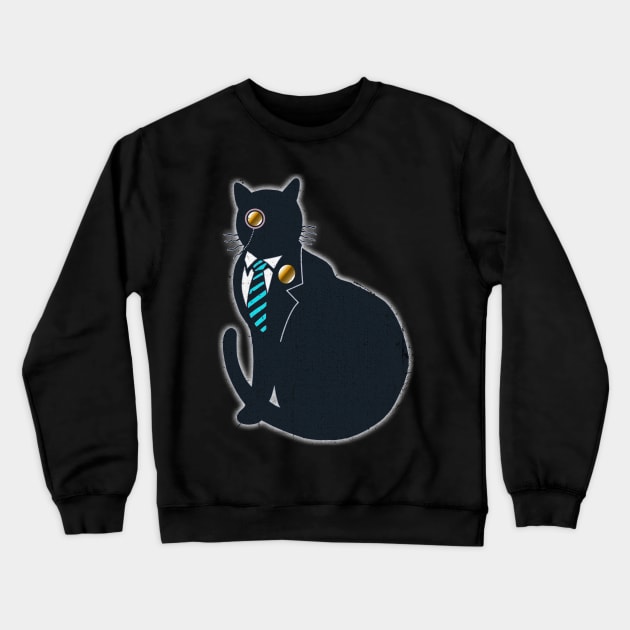 Black Cat Crewneck Sweatshirt by Elefunk